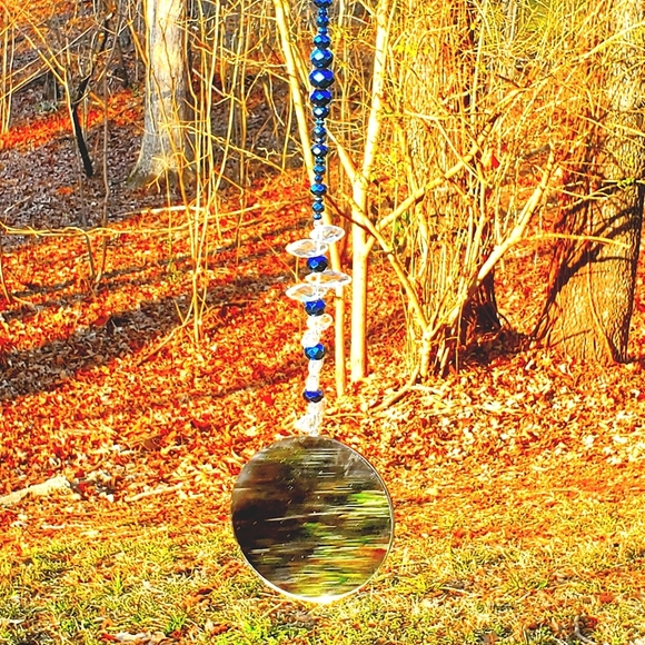 Dragonfly Blue SUNCATCHER Original Handcrafted Glass & Crystal Hanging Décor - Picture 1 of 9